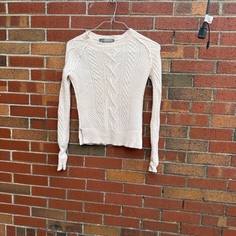360 Cashmere Ivory Cable Knit Wool & Cashmere Sweater – XS